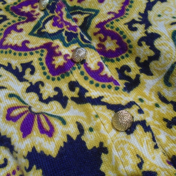 TALBOTS Printed Merino Wool Cardigan S-M Petite - Picture 5 of 8